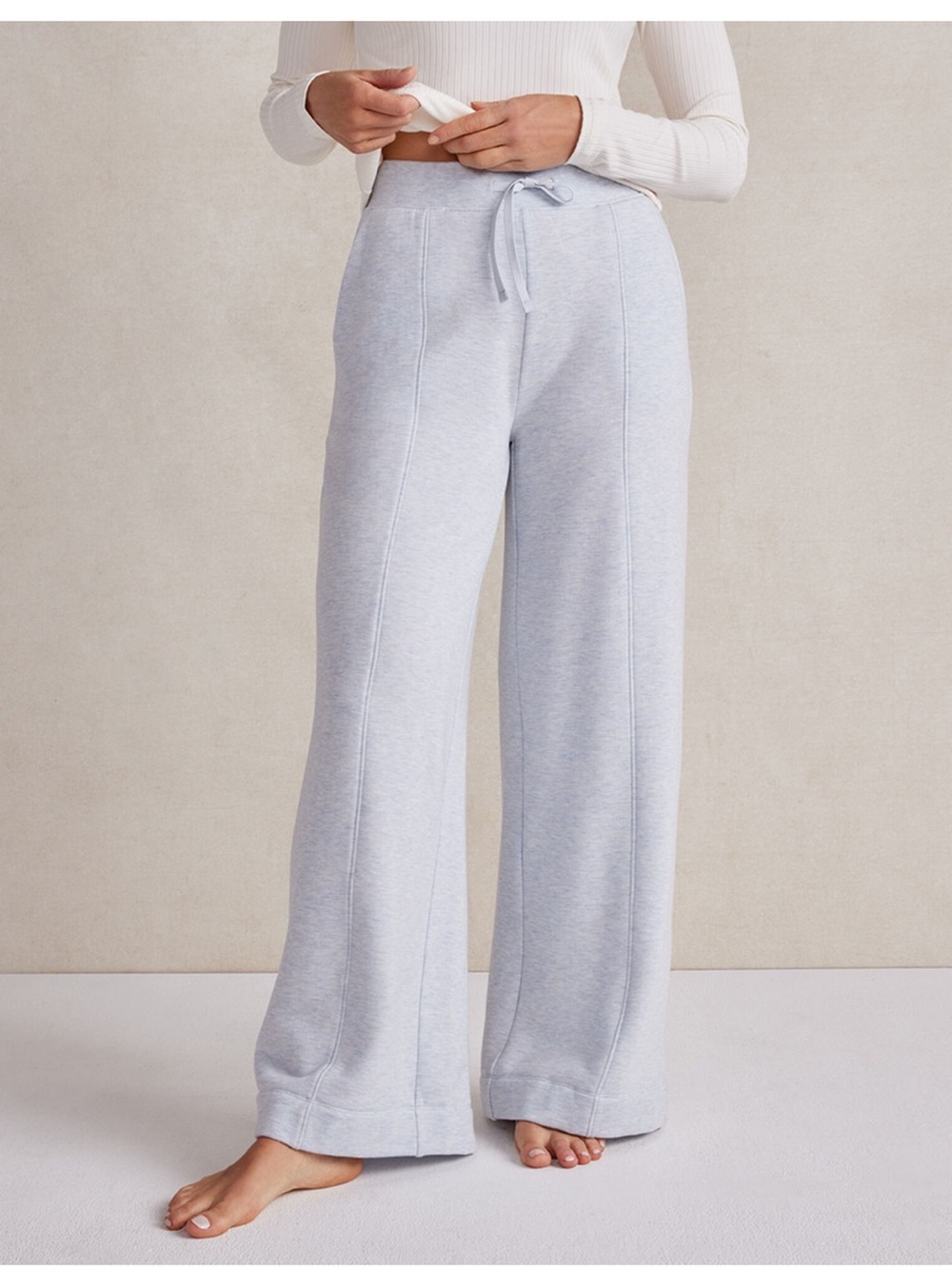 Haven Well Within Fleece Wide Leg Drawstring Pants - Heather Blue - NWOT - XXL